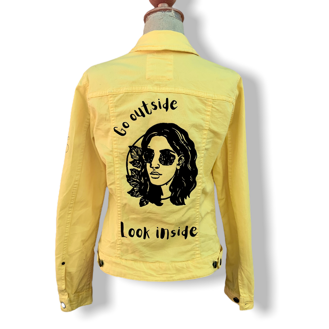 Banana Yellow Denim Jacket with Custom Artwork
