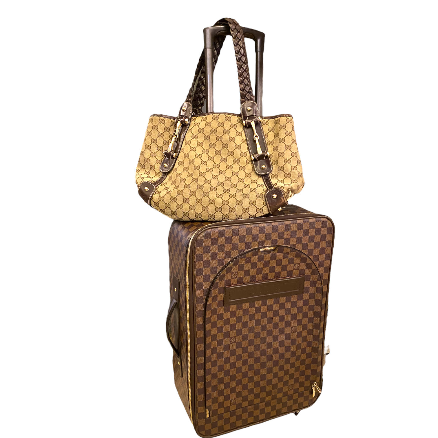 louis vuitton checkered luggage